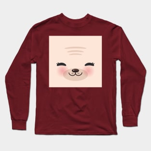 Kawaii funny muzzle with pink cheeks Long Sleeve T-Shirt